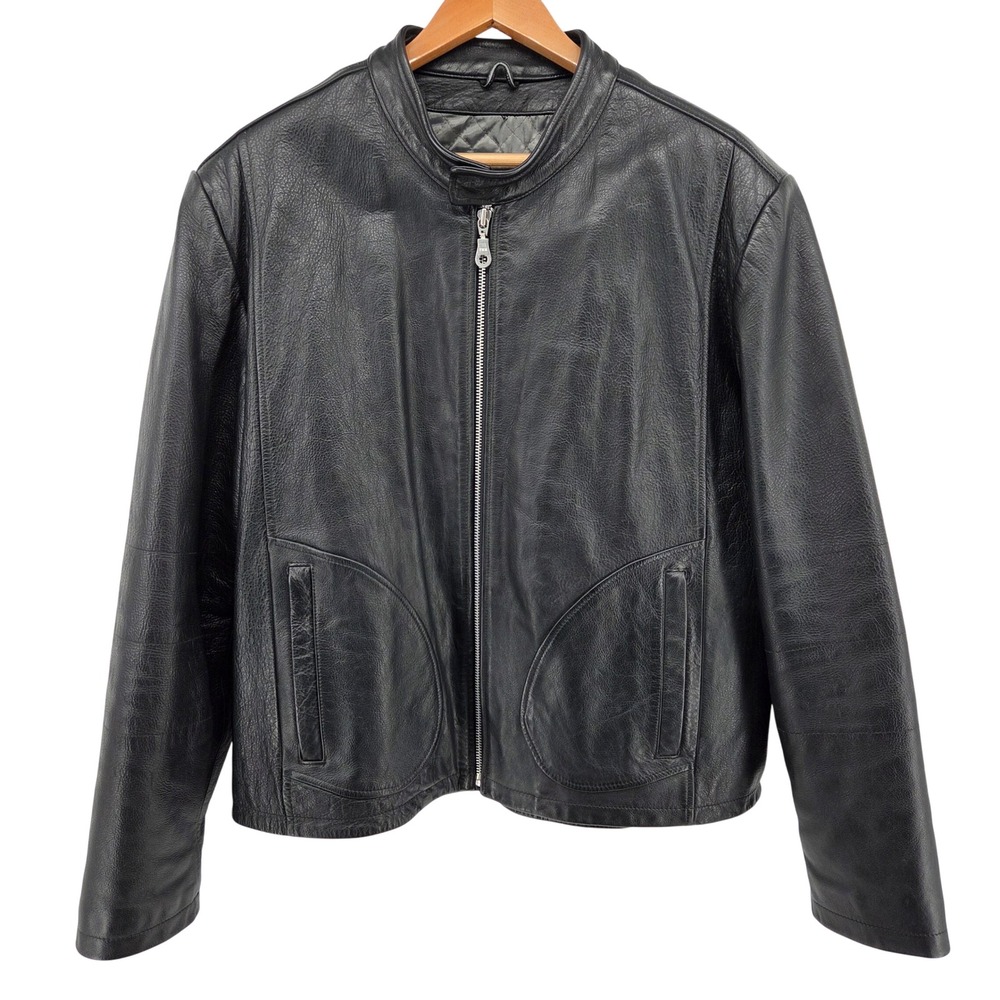 Wilsons Leather M.‎ Julian Black Genuine Leather Bomber Jacket Moto Mens Size XL